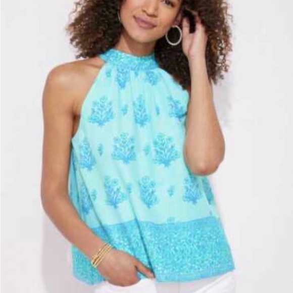Vineyard Vines Tops - Vineyard Vines Guana HalterFloral Blue Sleeveless Top 100% cotton, lined, size S